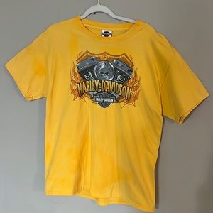 Harley-Davidson Motorcycle Flames 🏍 T-shirt yellow size large 100% cotton
